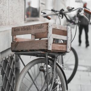 close up shot of a crate on a bicycle